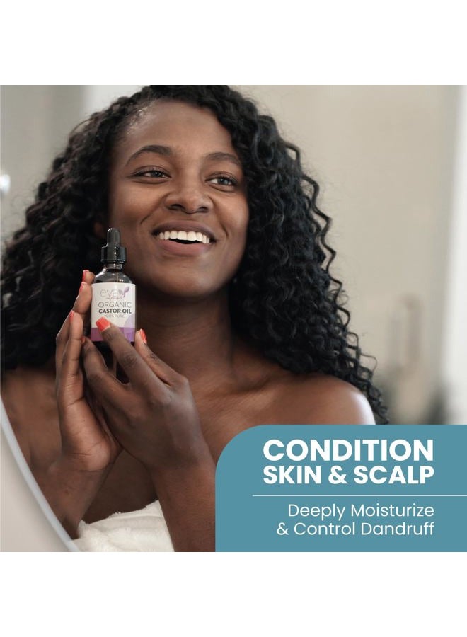 Eva Naturals Castor Oil (2oz) - Promotes Hair, Lash and Brow Growth, Diminishes Wrinkles and Anti-Aging - 100% Pure and Organic for Hair Treatment - Image 4