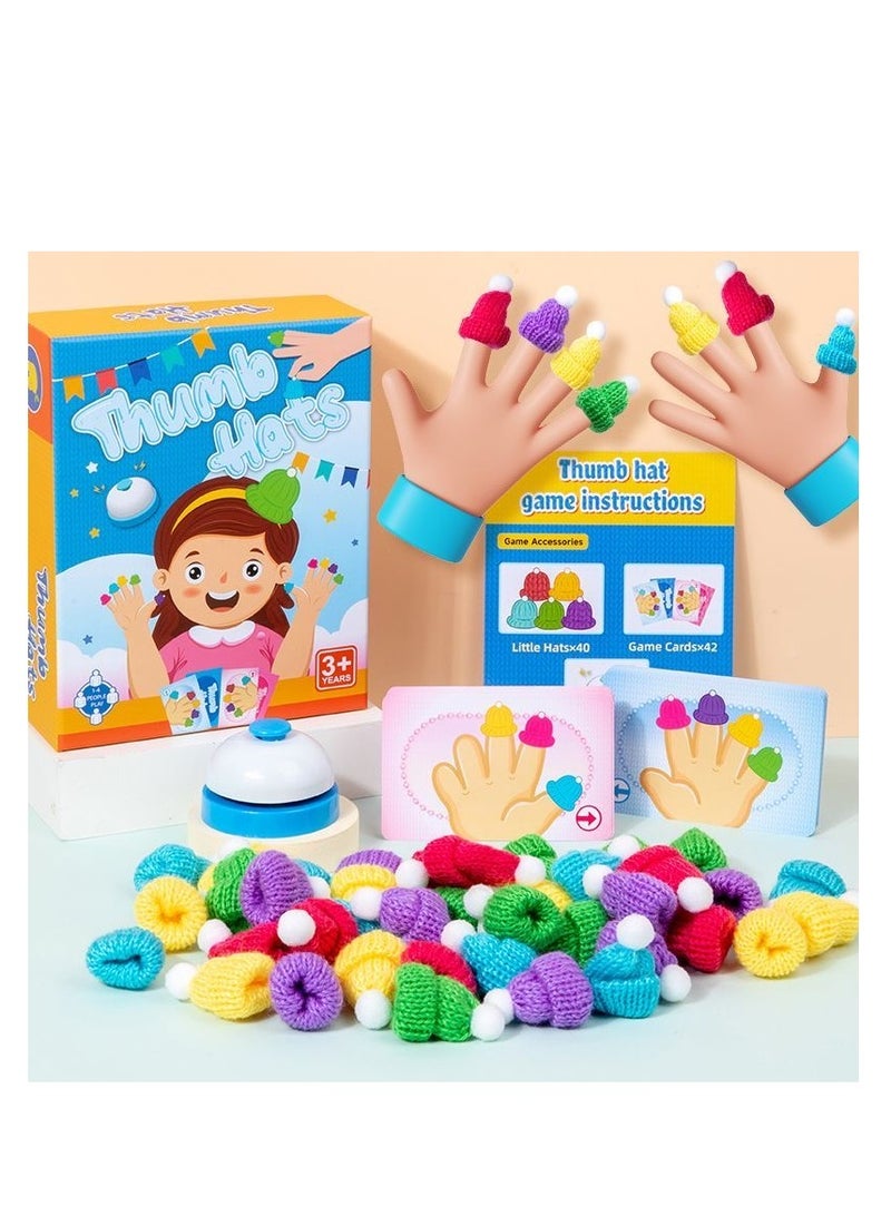 Thumb cap left and right hand training, color recognition thinking training, children's puzzle toys, parent-child interactive board game, suitable for children and party games - Image 1