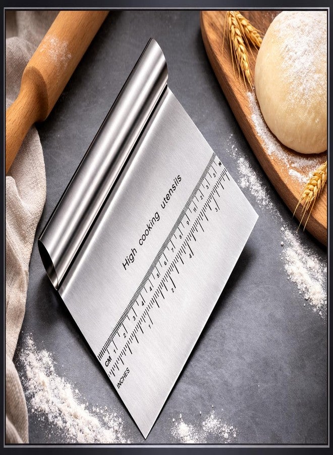 BHAVRUTT Stainless Steel Dough Cutter and Cake Cutter with Measuring Scale Pastry Scraper, Bread Dough Cutter, Fondant Cutter, Cake Slicer, Baking Tool, Cake Smoother Icing Fondant Decorating - Image 3