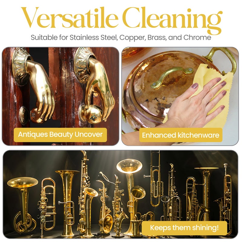 Mayflower Products Mayflower Polishing Cloth for Stainless Steel Copper Brass Chrome Made in USA Non Toxic 2 Cotton Cleaning Set 11 x 14 in ea.User-Friendly Cleaner for Kitchen Watch Musical Instruments Coins Antiques - Image 5