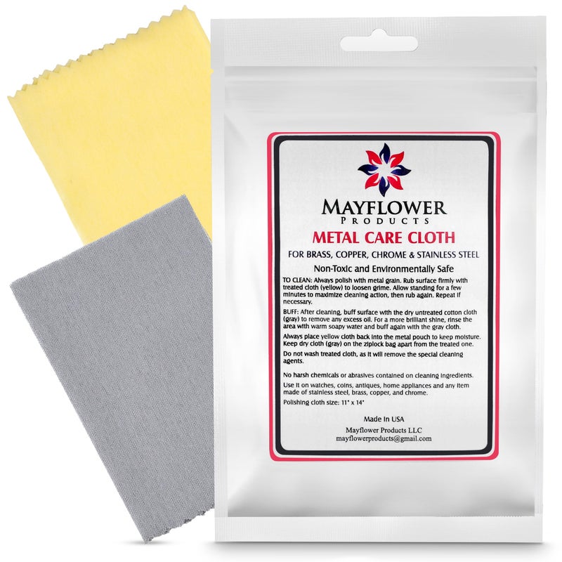Mayflower Products Mayflower Polishing Cloth for Stainless Steel Copper Brass Chrome Made in USA Non Toxic 2 Cotton Cleaning Set 11 x 14 in ea.User-Friendly Cleaner for Kitchen Watch Musical Instruments Coins Antiques - Image 1