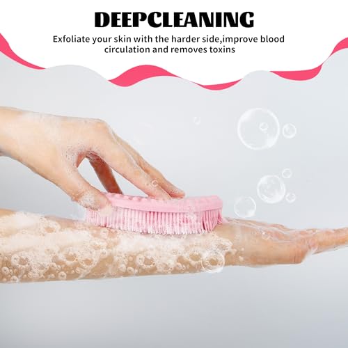ZYLOP Soft Silicone Body Scrubber Loofah - 2 Pack Gentle Loofah Alternative, Fast-Drying, Hygienic Shower Brush Body Wash Scrubber for Sensitive Skin, Lather Well, Easy to Clean, Black and Pink - Image 4