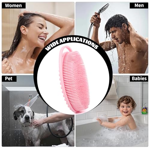 ZYLOP Soft Silicone Body Scrubber Loofah - 2 Pack Gentle Loofah Alternative, Fast-Drying, Hygienic Shower Brush Body Wash Scrubber for Sensitive Skin, Lather Well, Easy to Clean, Black and Pink - Image 5