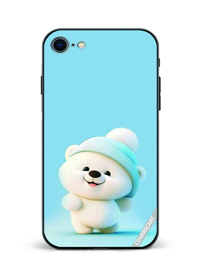Protective Case Cover For Apple iPhone SE 2020 White Cartoon Design Blue