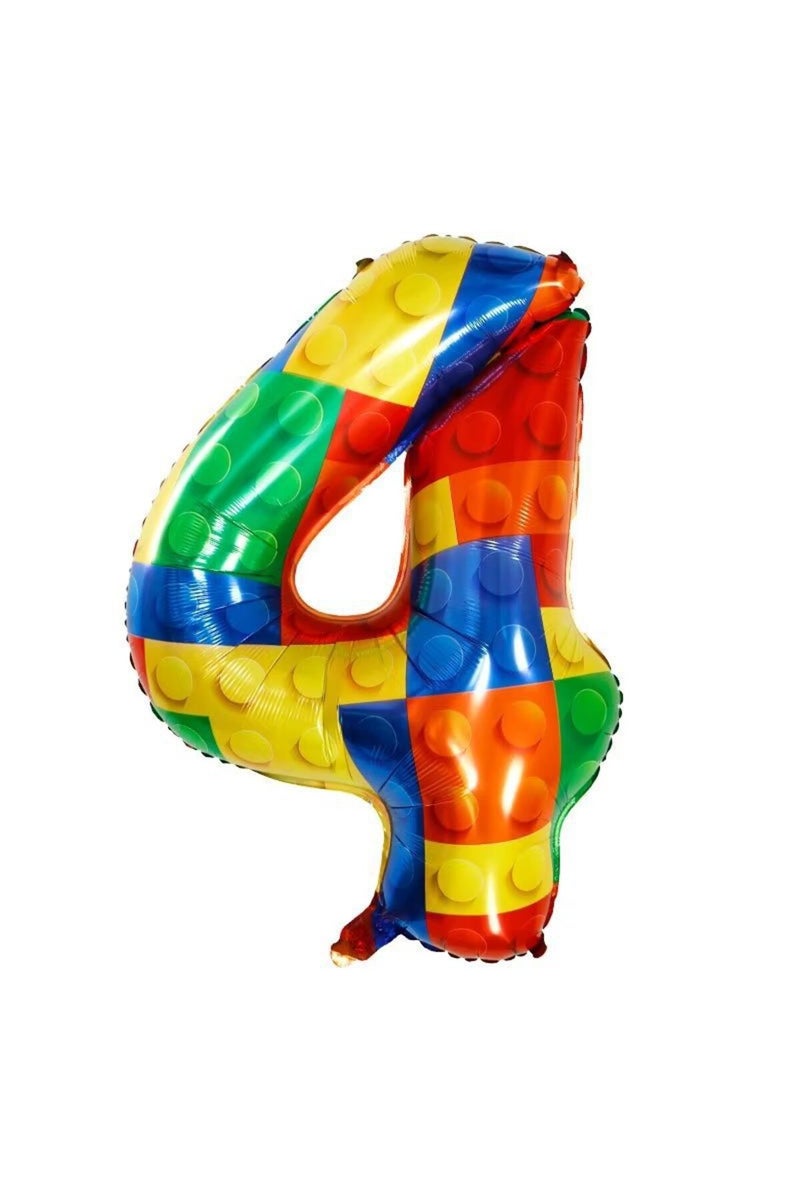 AS PICTURE 4 1PC 32inch Building Block Number Balloons Block Latex Balloons for Colorful Blocks Them