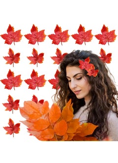 16Pcs Fall Maple Leaf Hair Clips Thanksgiving Autumn Orange Maple Leaves Hairpin Artificial Leaves Hair Barrettes Hair Accessories for Women Birthday Wedding Thanksgiving Day Party