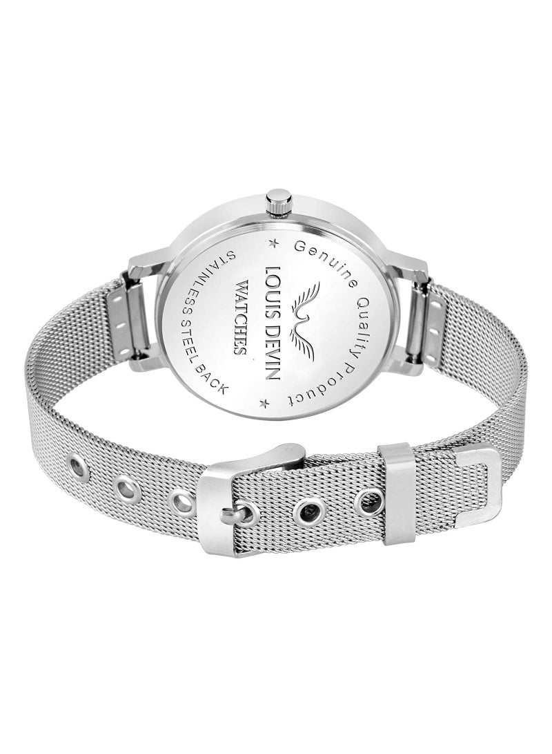 Mesh Steel Chain Analog Quartz Wrist Watch For Women