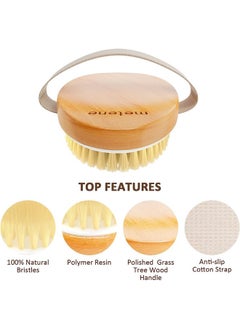 Metene 2 Pack Dry Body Brushes, Exfoliating Body Scrubbers, Natural Bristles For Dry Skin, Improve Circulation, Stop Ingrown Hairs, Reduce Acne And Cellulite (G7130)  - Image 2
