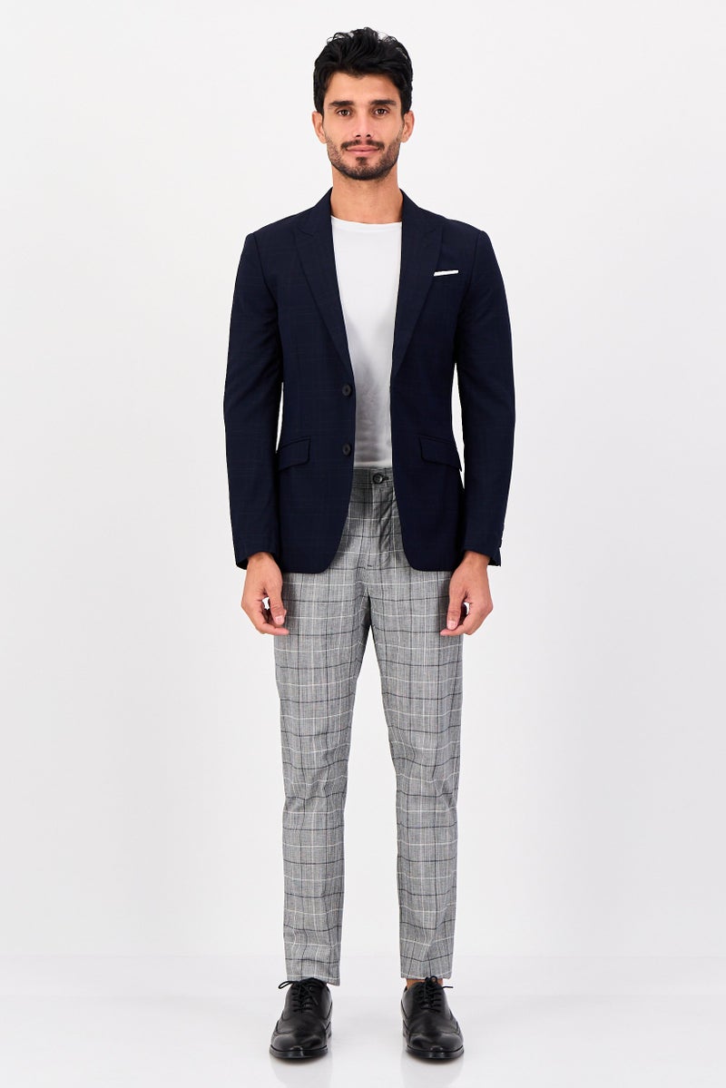 Selected Homme Men Slim Fit Chambray Semi Formal Blazer, Navy Blue - Image 4