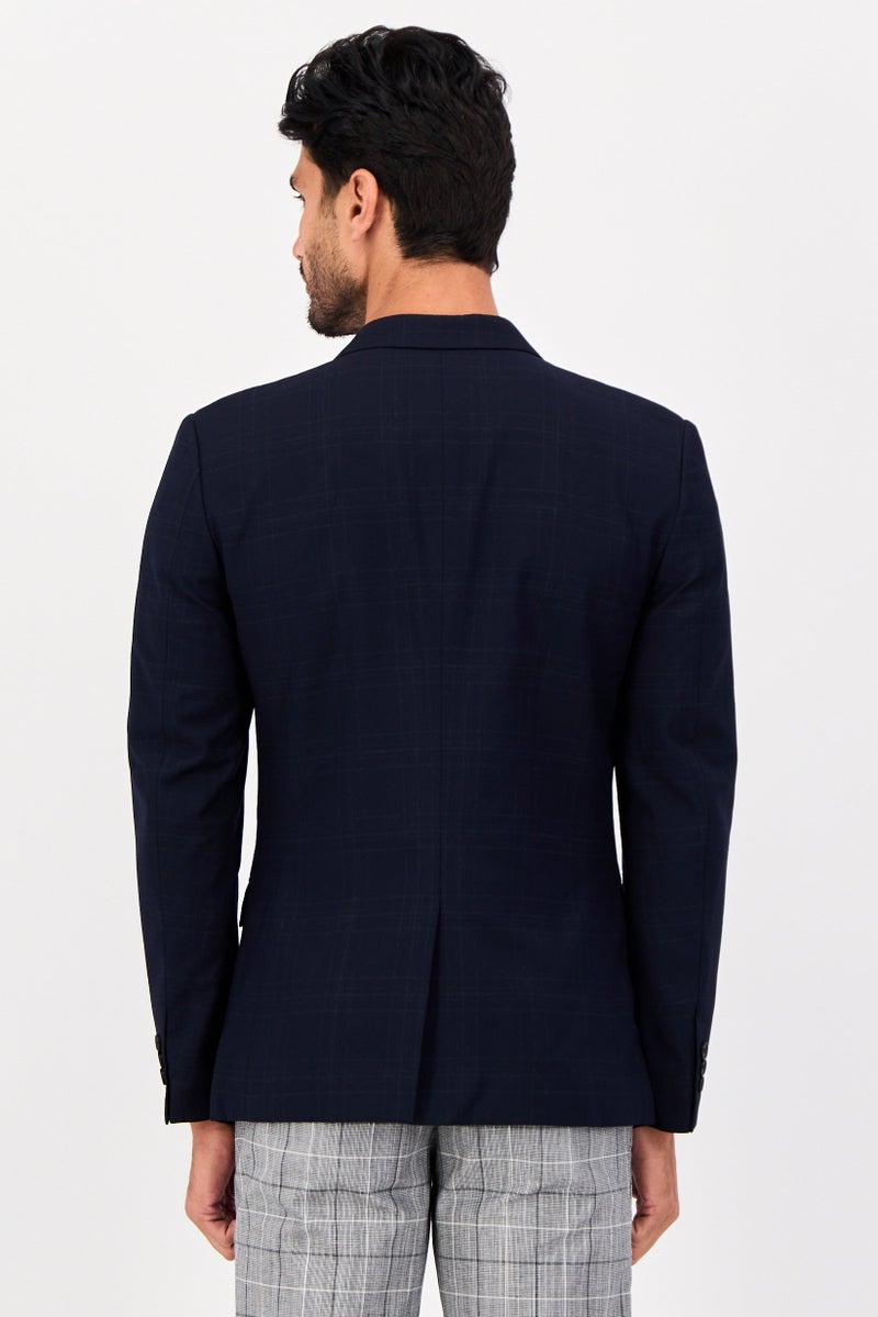 Selected Homme Men Slim Fit Chambray Semi Formal Blazer, Navy Blue - Image 3