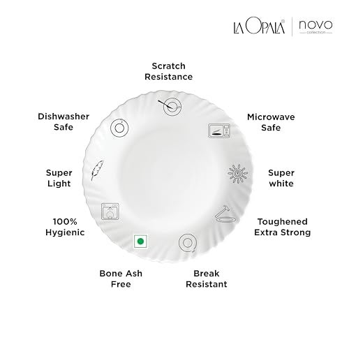La Opala, Novo Collection Opal Glass Crockery | Cup & Saucer Princess, Set of 12 | Silken Charm, 150 ml | for Tea & Coffee | Microwave Safe | 100% Vegetarian | Extra Strong | Super Light | Super White - Image 3