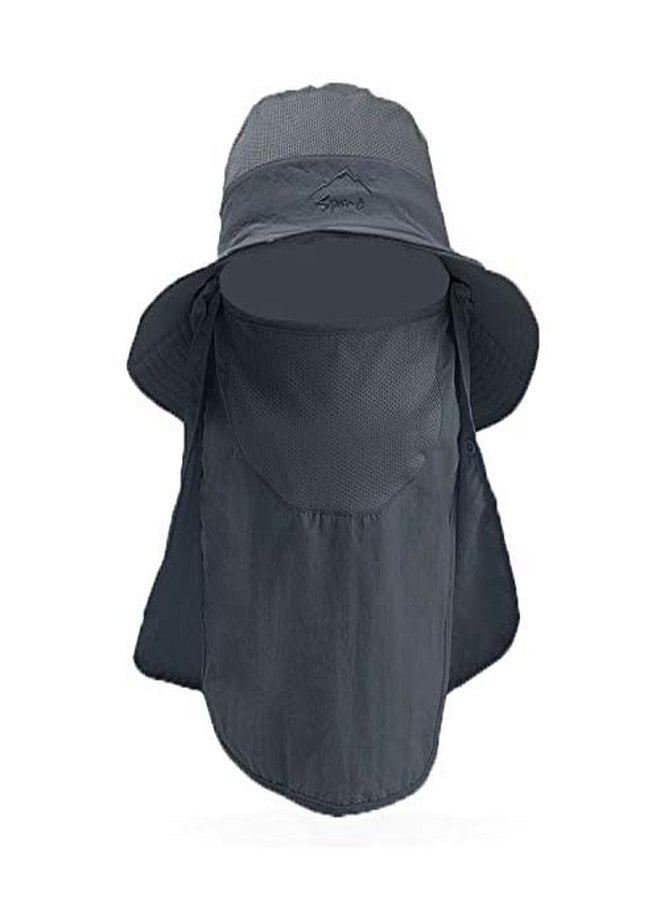 Gustave® Fashion Summer Outdoor Sun Protection Fishing Cap Neck Face Flap Hat Wide Brim Unisex Removable Quick-Drying Sun Hat (Deep Grey) - Image 1