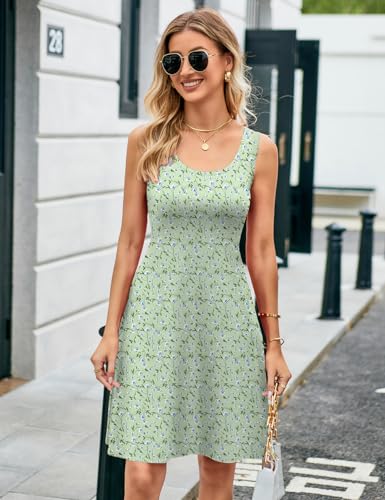 Herou Women Sleeveless Dress Casual Summer Print Flower Tank Dress A line Wide Strap Sleeveless Midi Dress Flower-82 X-Large - Image 4