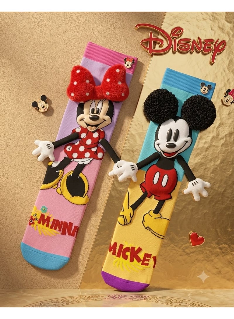 Disney Mickey Disney 3D Long Socks – Mickey & Minnie with Plush Details - Image 2