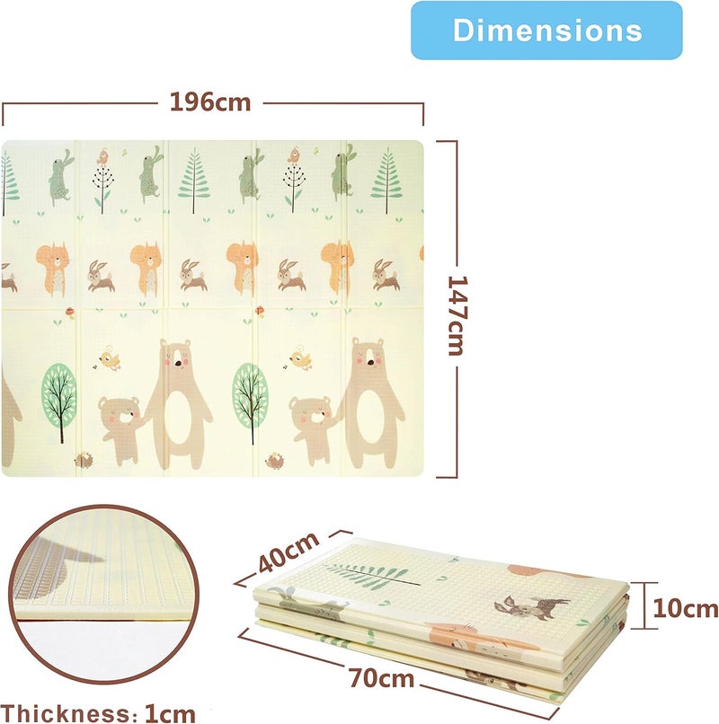 Baby Mat, Play Mat متوافق مع Children, قابل للطي Non-Slip Reversible Mat متوافق مع Babies and Children, XPE Foam and with Carry Bag - Image 2