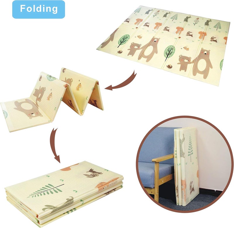 Baby Mat, Play Mat متوافق مع Children, قابل للطي Non-Slip Reversible Mat متوافق مع Babies and Children, XPE Foam and with Carry Bag - Image 4
