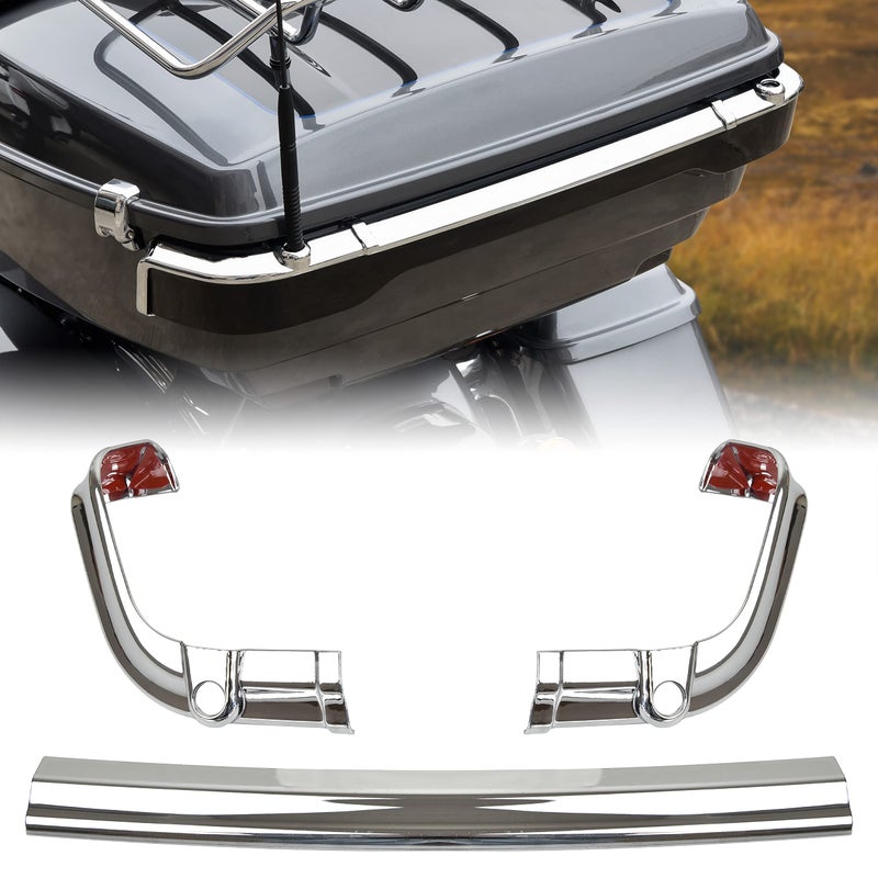 VEISUTOR King TourPak Tail Lamp Trim Bar for Ultra Limited 1423 Chromed Split TourPak Rear Tail Light Trim for Harley Touring Ultra Limited Tri Electra Road Glide CVO Ultra 20142023 Accessories