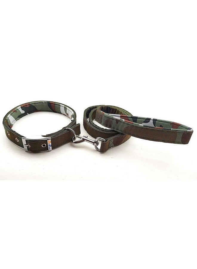 طقم طوق مقود ناعم مبطن للكلاب مطبوع عليه شعار الجيش مصنوع من إسفنج النايلون الناعم المتين وقابل للتعديل وطوق ومقود بطول 1 بوصة (مناسب: الكلاب من السلالات المتوسطة والكبيرة - مطبوع عليه شعار الجيش) - Image 3