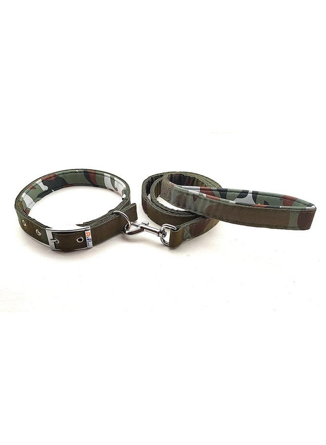 طقم طوق مقود ناعم مبطن للكلاب مطبوع عليه شعار الجيش مصنوع من إسفنج النايلون الناعم المتين وقابل للتعديل وطوق ومقود بطول 1 بوصة (مناسب: الكلاب من السلالات المتوسطة والكبيرة - مطبوع عليه شعار الجيش) - Image 2