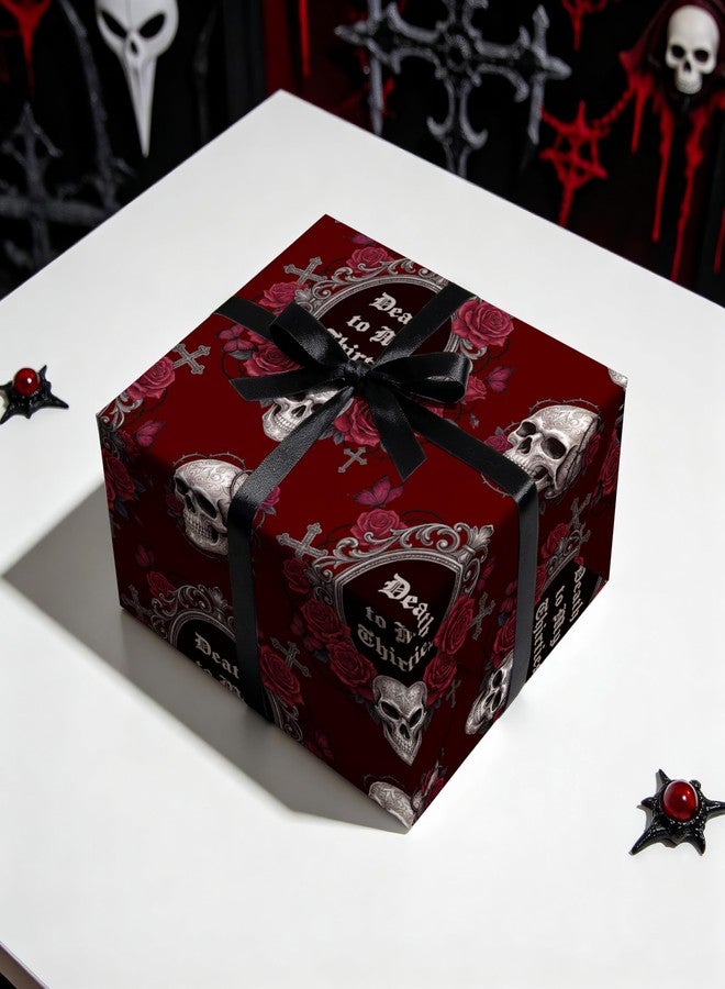 LeZakaa 40th Birthday Wrapping Paper for Women Men, Gothic Death to My Thirties with Roses Gift Wrap, Death to My 30s Party Favors 40 Years Old Birthday Party Supplies, 17in x 16.4ft - Image 4