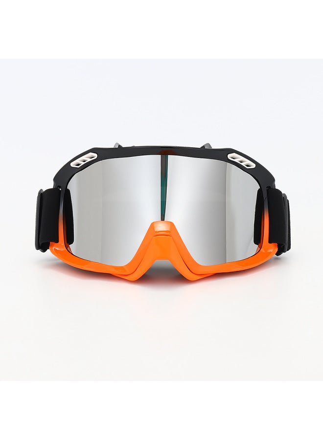 Black Orange Frame Silver Spot Motorcycle Cross-country Goggles Speed Mountain Bike Down Riding Wind And Sand Glasses Motorcycle Helmet Goggles