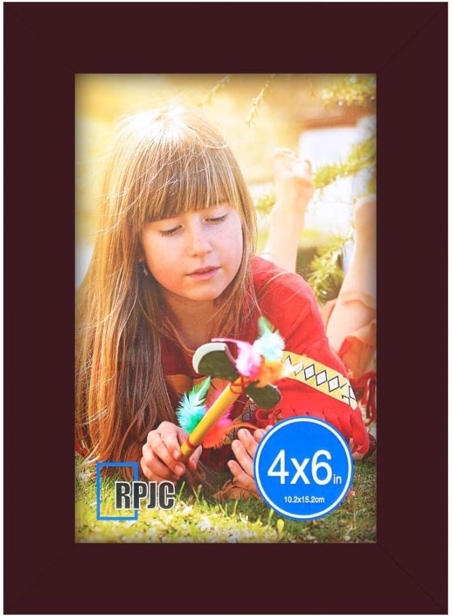 RPJC RPJC 4x6 inch Picture Frame Made of Solid Wood and High Definition Glass for Table Display and Wall Mounting Photo Frame Dark Brown - Image 1