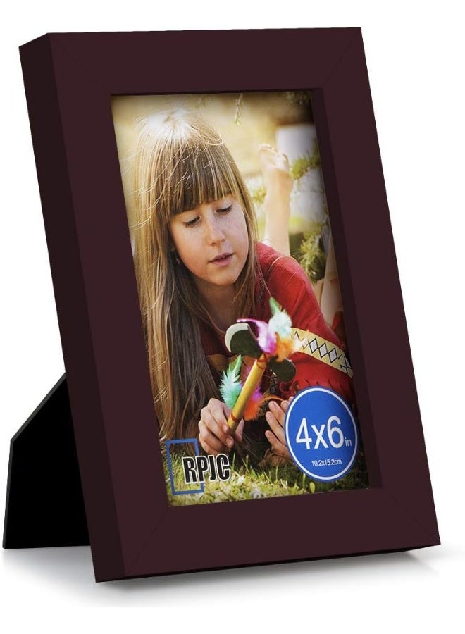 RPJC RPJC 4x6 inch Picture Frame Made of Solid Wood and High Definition Glass for Table Display and Wall Mounting Photo Frame Dark Brown - Image 2