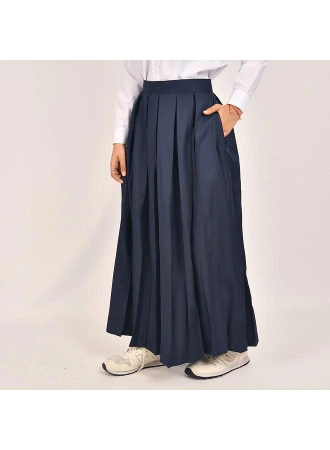 HAWRAA ABAYA تنورة كحلية بكسرات وكلبس اغلاق جانبي مع سحاب