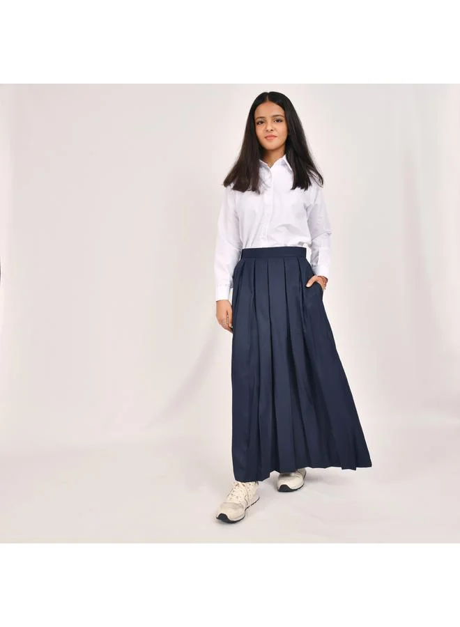 HAWRAA ABAYA تنورة كحلية بكسرات وكلبس اغلاق جانبي مع سحاب