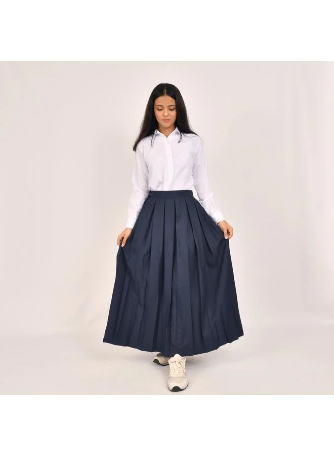 HAWRAA ABAYA تنورة كحلية بكسرات وكلبس اغلاق جانبي مع سحاب