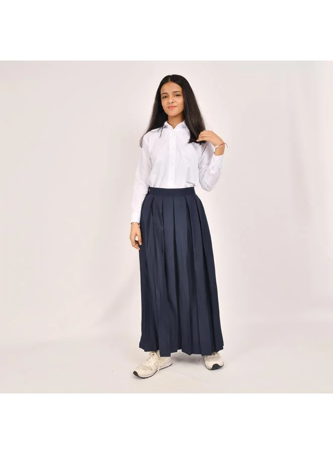 HAWRAA ABAYA تنورة كحلية بكسرات وكلبس اغلاق جانبي مع سحاب