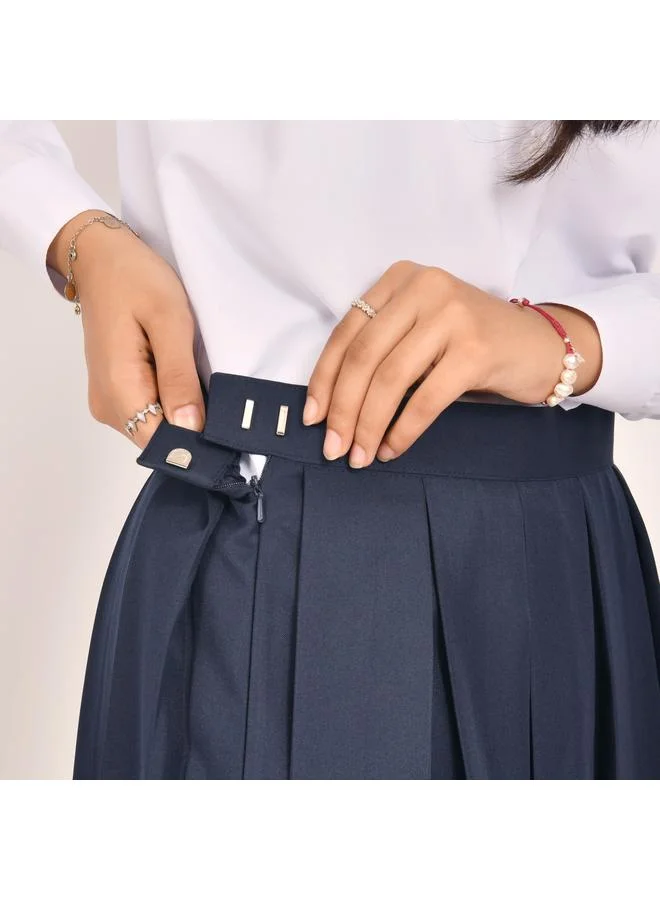 HAWRAA ABAYA تنورة كحلية بكسرات وكلبس اغلاق جانبي مع سحاب