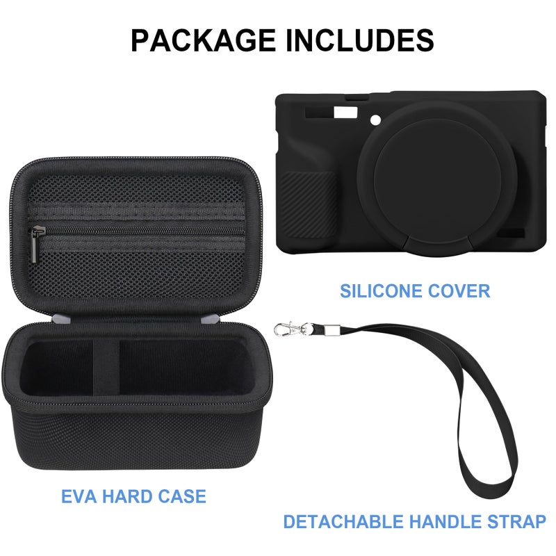 Canboc Case for Canon PowerShot G7X Mark III Digital Camera, 1* Hard Carrying Case + 1* Soft Silicone Cover with Removable Lens Cover, Black (Case Only) - Image 2