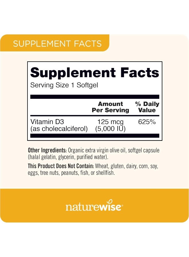 NatureWise Vitamin D3 5000Iu 125 Mcg Healthy Muscle Function, And Immune Suppor 90 Count - Image 3