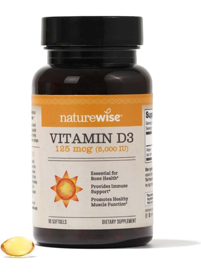 NatureWise Vitamin D3 5000Iu 125 Mcg Healthy Muscle Function, And Immune Suppor 90 Count - Image 1