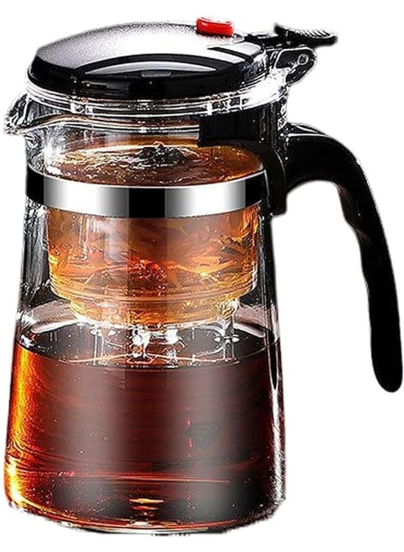 Goodern 500ML Glass Teapot With Removable Infuser - Clear Kettle With One Button Press Filter for Loose Leaf and Blooming Tea - Perfect Maker - Image 1