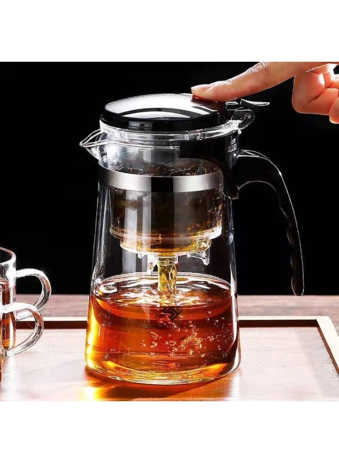 Goodern 500ML Glass Teapot With Removable Infuser - Clear Kettle With One Button Press Filter for Loose Leaf and Blooming Tea - Perfect Maker - Image 3