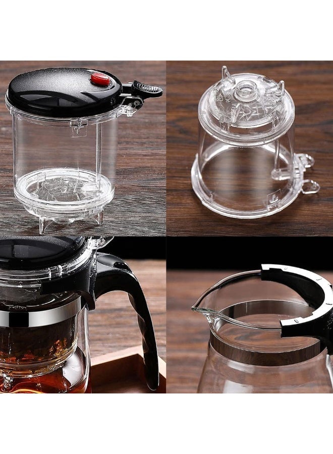 Goodern 500ML Glass Teapot With Removable Infuser - Clear Kettle With One Button Press Filter for Loose Leaf and Blooming Tea - Perfect Maker - Image 5