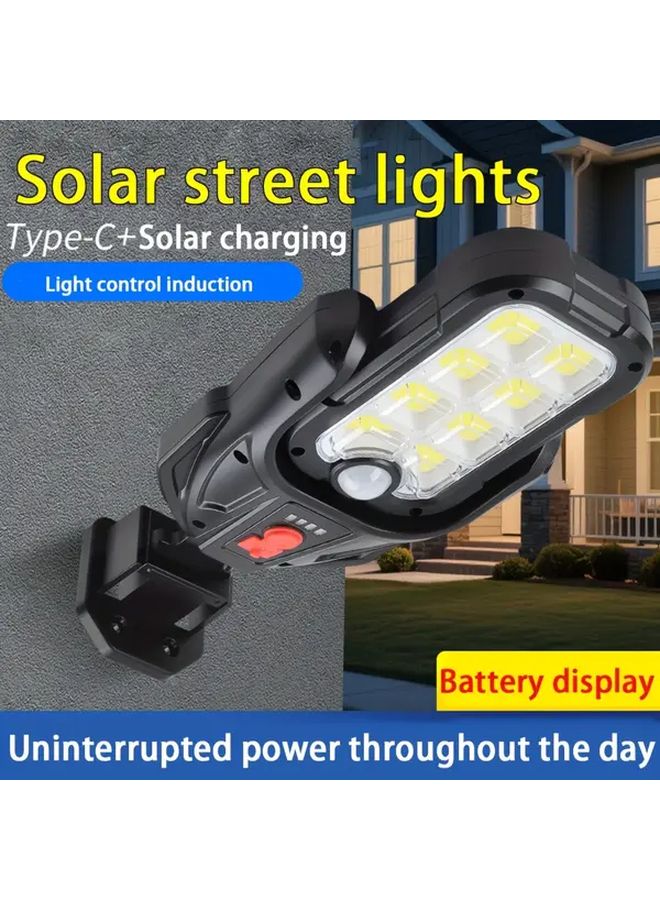 Black Rechargeable Solar Street Light 1200mAh Handheld Hanging Desktop LED Outdoor Garden Motion Sensor Flashlight - Image 2