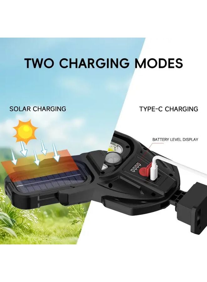 Black Rechargeable Solar Street Light 1200mAh Handheld Hanging Desktop LED Outdoor Garden Motion Sensor Flashlight - Image 3