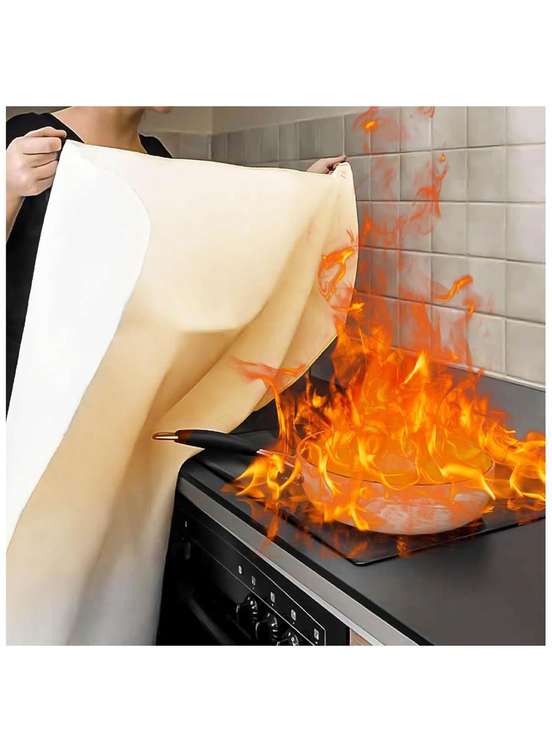 درافل بطانية طوارئ مقاومة للحريق من دورافيل، مصنوعة من الألياف الزجاجية، مقاومة للحريق مع طبقة سيليكون مزدوجة الجوانب، مناسبة للمنزل، المطبخ، الموقد، الشواية، السيارة، المكتب، المستودع (أبيض، 1.8 × 1.8 متر) - Image 5