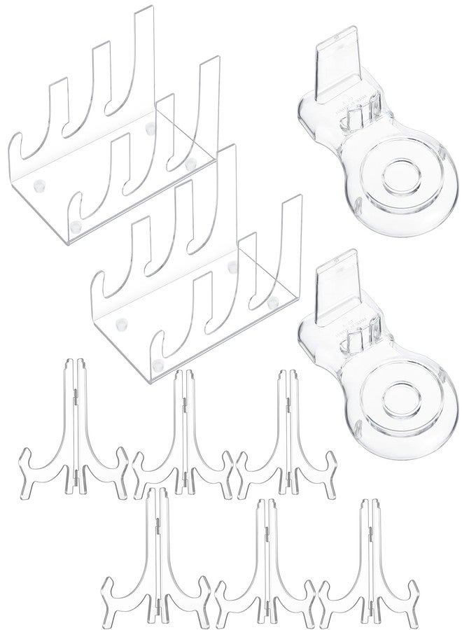 Perthlin 10 Pcs Acrylic Clear Dinnerware Display Stand 2 Pcs 3 Tiers China Display Stand 6 Pack 7 Inch Acrylic Easel Holder 2 Pack Tea Cup Holder for Christmas Dinner Utensils Tableware Picture - Image 1