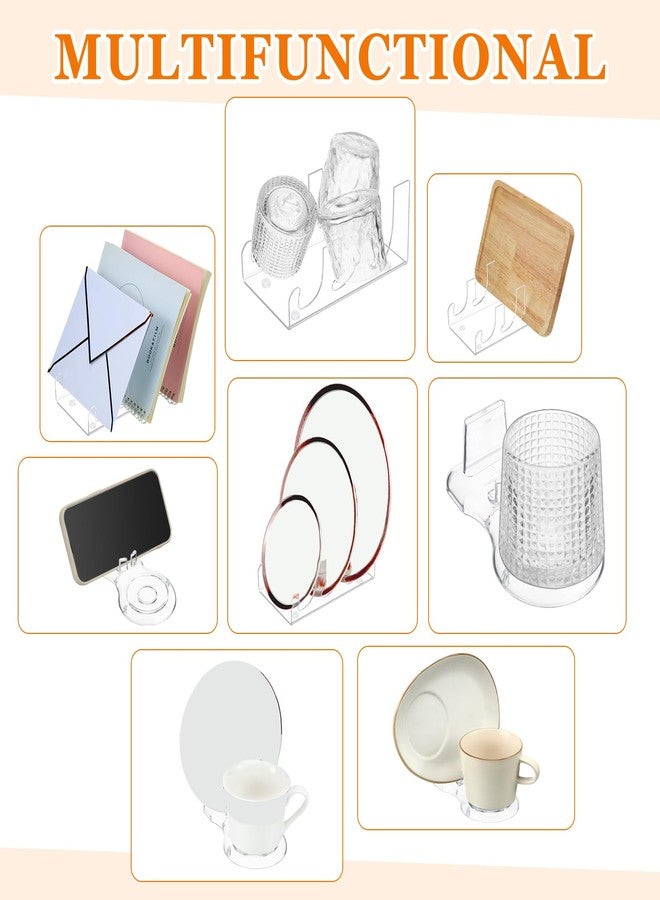 Perthlin 10 Pcs Acrylic Clear Dinnerware Display Stand 2 Pcs 3 Tiers China Display Stand 6 Pack 7 Inch Acrylic Easel Holder 2 Pack Tea Cup Holder for Christmas Dinner Utensils Tableware Picture - Image 5