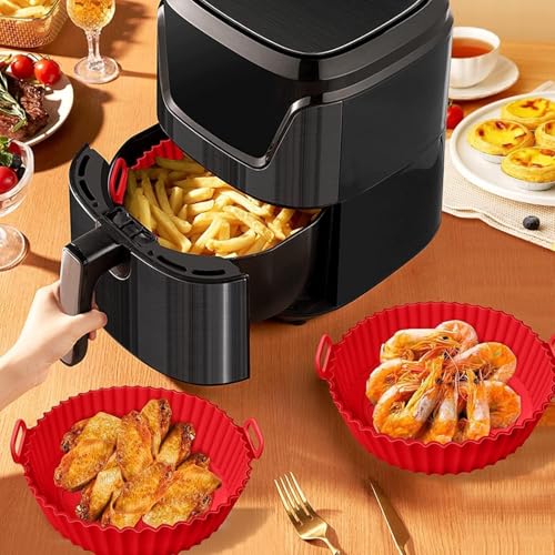 NIYANETAIL 6 Pcs Reusable Air Fryer Silicone Pot Liners | Non-Stick, Heat-Resistant Baking Trays | Food-Grade BPA-Free Air Fryer Accessories | Oven Safe, Dishwasher Safe & Multicolor Basket Liners - Image 2