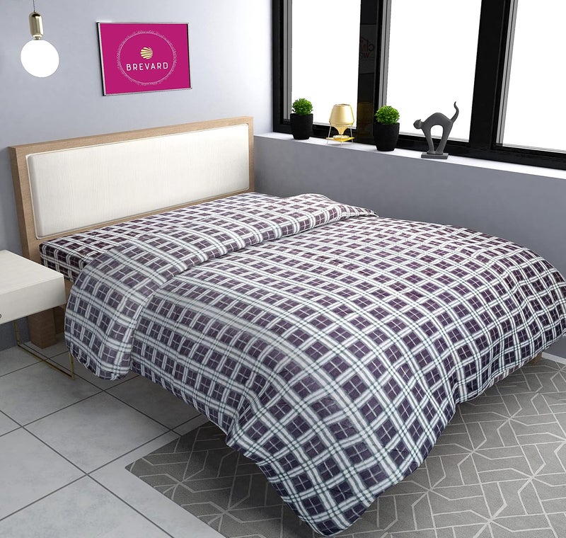 BREVARD BREVARD Single Bed Woolen Fabric Checkered Quilt CoverDuvet CoverRajai CoverBlanket Cover for Winters 70x90 Inches Grey and Brown Combo of 2  - Image 2
