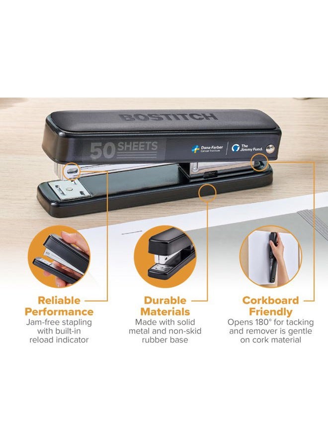 Bostitch Titan Heavy Duty Metal Stapler, 50 Sheet Capacity with 1250 Staples and Ergonomic Staple Remover, Jam Free Stapling, Full Strip Stapler for Desk, Office and Classroom, Black - Image 3