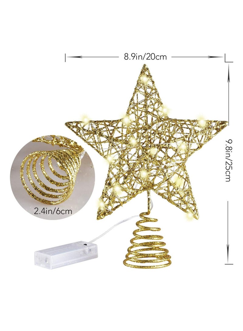 لوبيتيز 10 بوصة شجرة عيد الميلاد الديكور مصباح نجمة ( مع 10 أضواء LED ، الضوء الدافئ ، تحتاج إلى 2 بطاريات AA ، والبطاريات لا تشمل ) الذهب لامعة معدنية زخرفة شجرة عيد الميلاد ، الأسرة ، الطرف ، عطلة ، الشتاء ، عيد الميلاد الديكور ، - Image 4