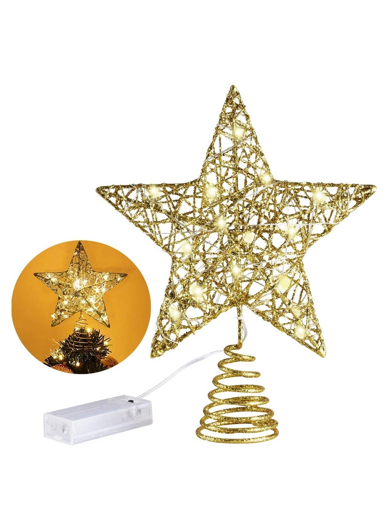 لوبيتيز 10 بوصة شجرة عيد الميلاد الديكور مصباح نجمة ( مع 10 أضواء LED ، الضوء الدافئ ، تحتاج إلى 2 بطاريات AA ، والبطاريات لا تشمل ) الذهب لامعة معدنية زخرفة شجرة عيد الميلاد ، الأسرة ، الطرف ، عطلة ، الشتاء ، عيد الميلاد الديكور ، - Image 2