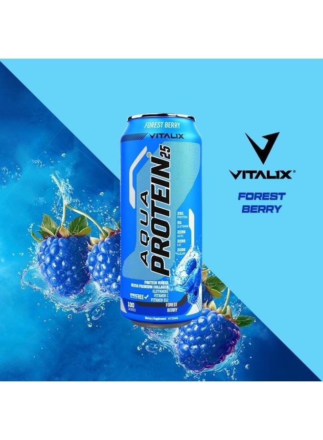 Vitalix Aqua Protein 25 Forest Berry 473ml Pack of 12 – Collagen Water with Glutamine & Vitamins B - Image 2