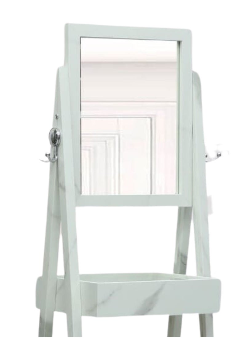 KARNAK Turkish Wooden Dressing Shelf Stand with Mirror - White Marble  - Image 3